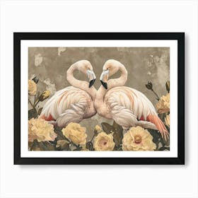 Floral Animal Illustration Flamingo 3 Art Print