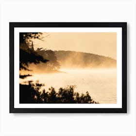Loon in the morning mist on a lake in Minnesotas Northwoods – Gunflint Lake Sunrise Morning Boundary Waters Canoe Area Minnesota Bwca Art Print