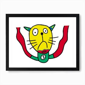 Superhero Cat Kids Art Art Print