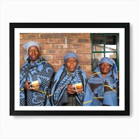 Three Women Holding Cups Of Coffee Art Print