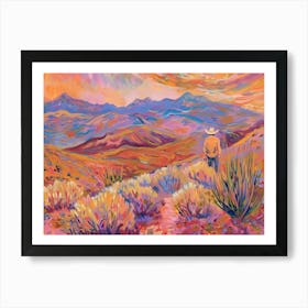 Cowboy Painting Sierra Nevada Mountains 3 Art Print