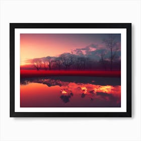 Sunset In A Pond 1 Art Print