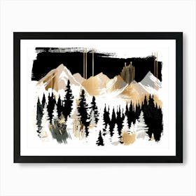 Black And Gold Mountains 7 Art Print