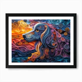 Afghan Hound Paper Quilling Dog Portrait IV Art Print