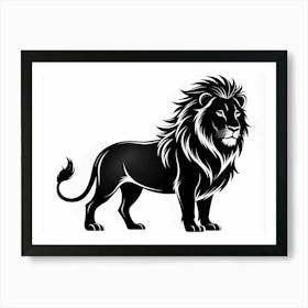 Black And White Lion Silhouette Art Print