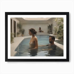 Man And Woman In A Pool Art Print