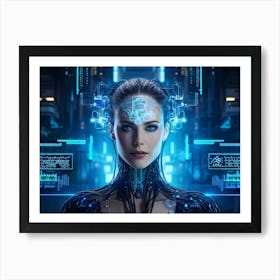 Abstract Cyber Concept Art Illustrating A Head With Neural Circuitry Resembling An Advanced Ai Syste (4) Art Print