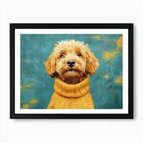 Labradoodle In Yellow Sweater Art Print