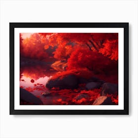 Autumn Scene Painted With Reds And Oranges Art Print