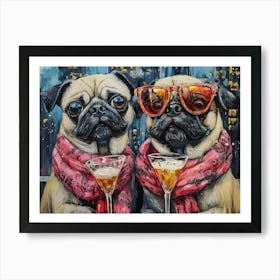 Elegant Pugs 5 Art Print