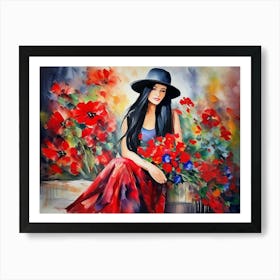 Girl Among Flowers 18 Art Print