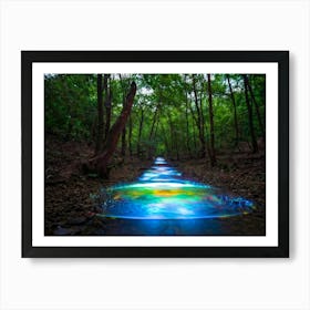 Water Banjo Nestled Amongst The Ancient Trees Of An Enchanted Forest Light Filtering Through An Ove Art Print