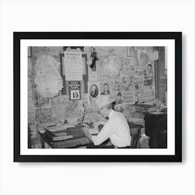 Small Grocery Store Owner Surrounded By Bills, San Augustine, Texas By Russell Lee Art Print