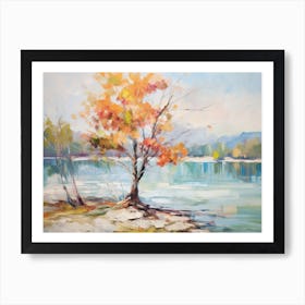 Autumn Tree By The Lake Art Print