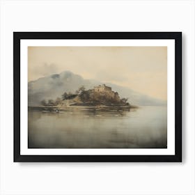 European Lake Castle Painting Art Print