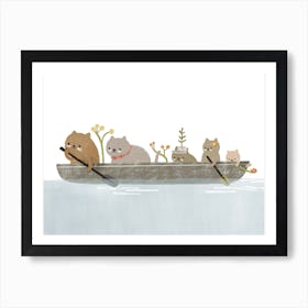 Cats Family Boat Art Print