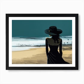 Illustration of an African American woman at the beach 51 Art Print