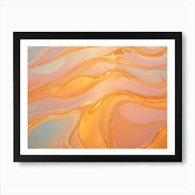 Abstract Background Of Swirling, Flowing Lines And Colors In Shades Of Orange, Pink, And Blue, Creating A Dynamic And Elegant Design Art Print