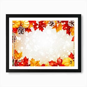 Autumn Leaves Radiate Vibrant Red Orange And Yellow Hues Clustered Together Embraced By A Decora Art Print