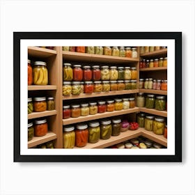 Shelves Filled With Jars Of Home Canned Vegetables Art Print