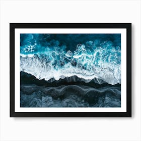 Aerial View Of Ocean Waves in Iceland Art Print