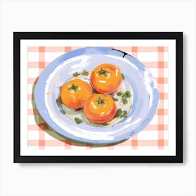 A Plate Of Ripe Tomato, Top View Food Illustration, Landscape 4 Póster