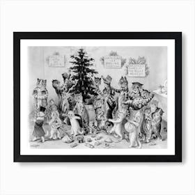 Cats At Christmas, Louis Wain Art Print