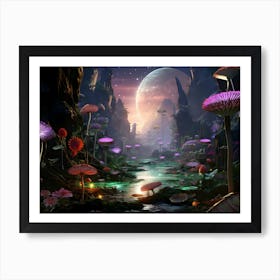 Mushrooms In The Forest Art Print