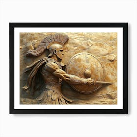 3d Relief of an Ancient Greek Warrior Art Print