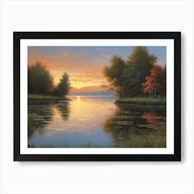 Quiet Lakeside In The Twilight Art Print