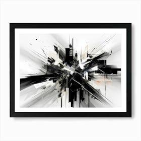 Technology Abstract Black And White 1 Art Print