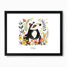 Little Floral Badger 4 Poster Art Print