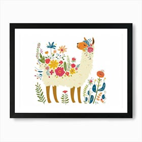 Little Floral Llama 4 Art Print