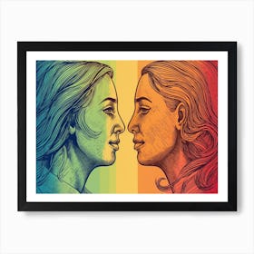 Two Women Facing Each Other 2 Art Print