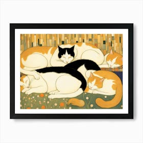 Four Cats Sleeping Art Print