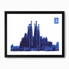 Barcelona Screen Print Blue Art Print