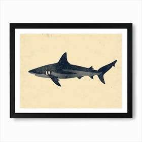 Blacktip Reef Shark Silhouette 6 Art Print