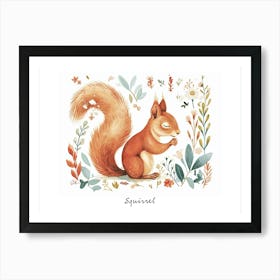 Little Floral Squirrel 3 Poster Art Print