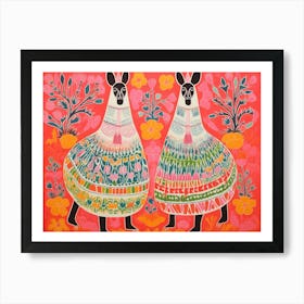 Llama 3 Folk Style Animal Illustration Art Print