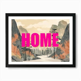 Pink And Gold Home Poster Retro Mountains 4 Art Print