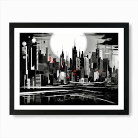 Cityscape Abstract Black And White 1 Art Print