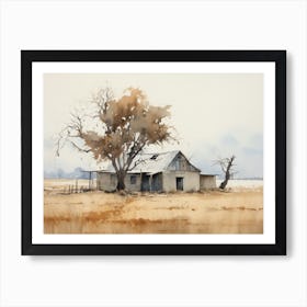 Autumn Cottage Landscape Painting Art Print