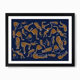 Blue And Gold Bodies Art Print