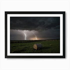 Lightning Bolts Over A Field Art Print