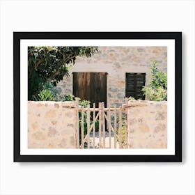 Ibiza garden& House with brown door // Ibiza Travel Photography Art Print