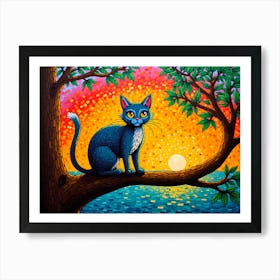 Cat On A Tree mosaics Art Print