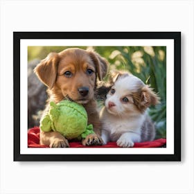 Puppy And Kitten Art Print