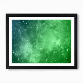 Green Shade Galaxy Space Background Art Print