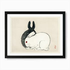 Black And White Rabbits, Kōno Bairei Art Print