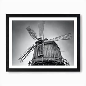 Black And White Windmill Art Print